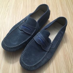 Ecco Blue Suede Driving Loafer Shoes Size 11